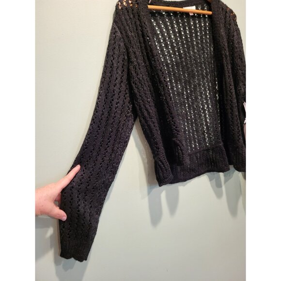 New LC Lauren Conrad Black Open Knit Open Cardigan Sweater 2X - Picture 3 of 9